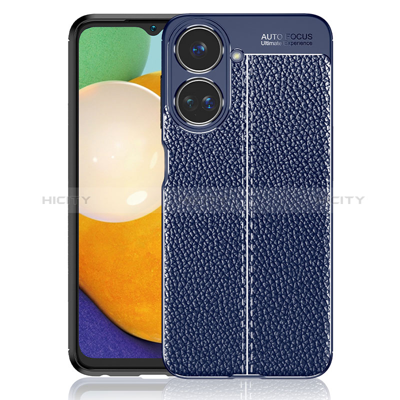 Coque Silicone Gel Motif Cuir Housse Etui WL1 pour Realme 10 Pro 5G Bleu Plus