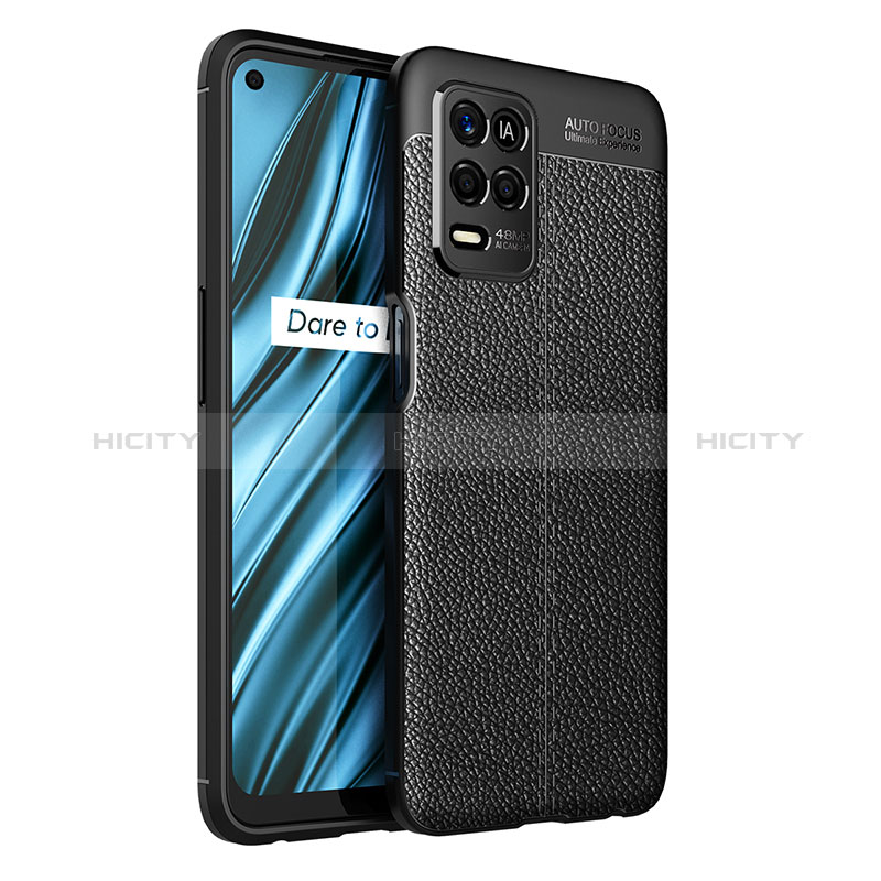 Coque Silicone Gel Motif Cuir Housse Etui WL1 pour Realme 8s 5G Noir Plus