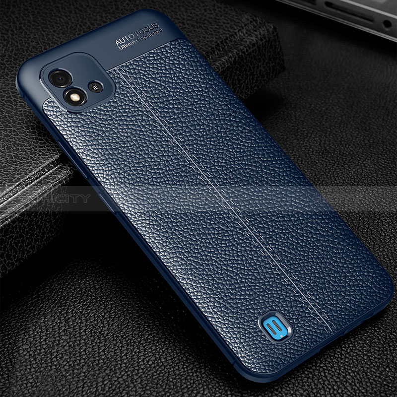 Coque Silicone Gel Motif Cuir Housse Etui WL1 pour Realme C20 Bleu Plus