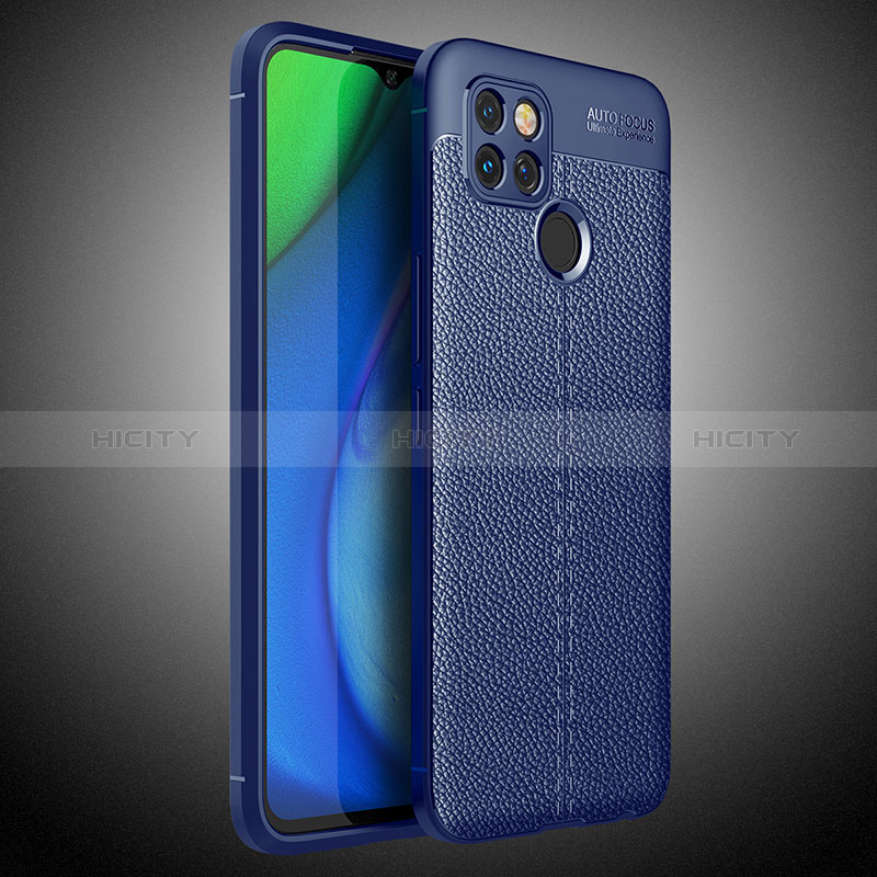 Coque Silicone Gel Motif Cuir Housse Etui WL1 pour Realme Q2i 5G Bleu Plus