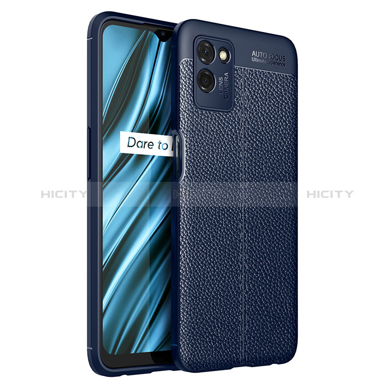 Coque Silicone Gel Motif Cuir Housse Etui WL1 pour Realme V11s 5G Bleu Plus