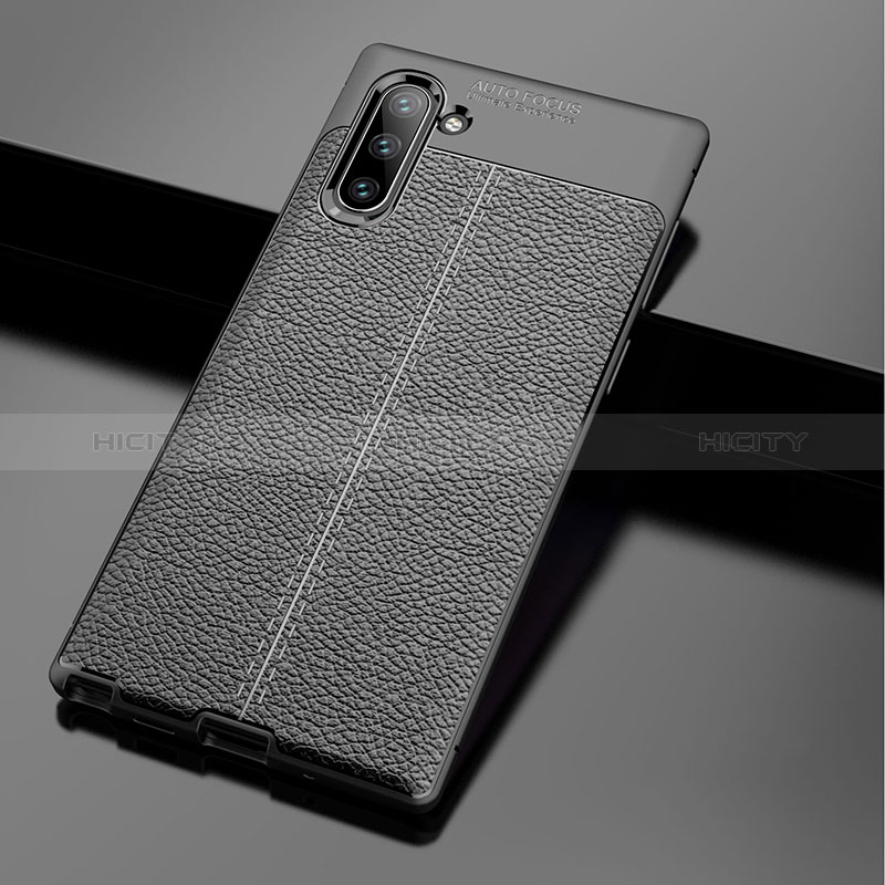 Coque Silicone Gel Motif Cuir Housse Etui WL1 pour Samsung Galaxy Note 10 5G Noir Plus