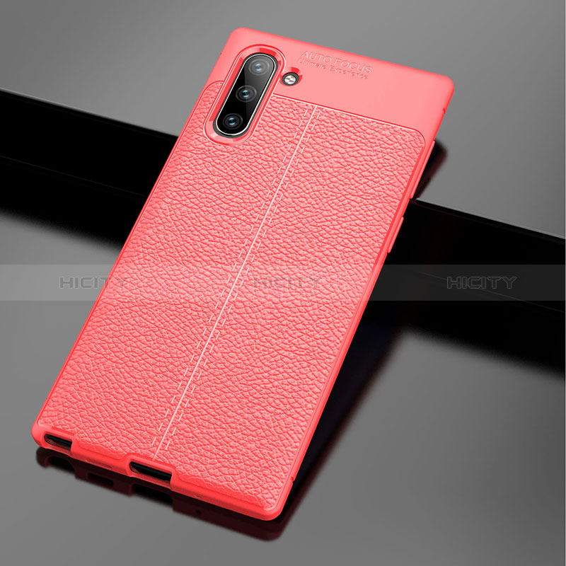 Coque Silicone Gel Motif Cuir Housse Etui WL1 pour Samsung Galaxy Note 10 5G Rouge Plus