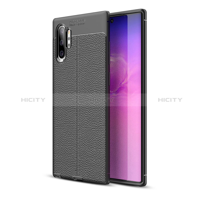 Coque Silicone Gel Motif Cuir Housse Etui WL1 pour Samsung Galaxy Note 10 Plus 5G Noir Plus