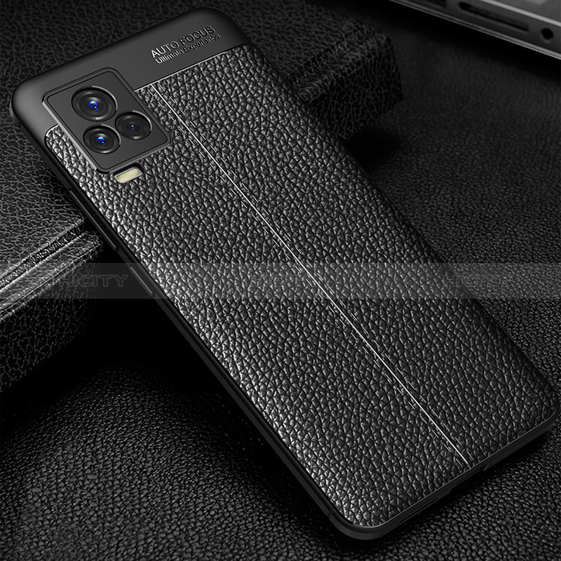 Coque Silicone Gel Motif Cuir Housse Etui WL1 pour Vivo iQOO 7 5G Noir Plus