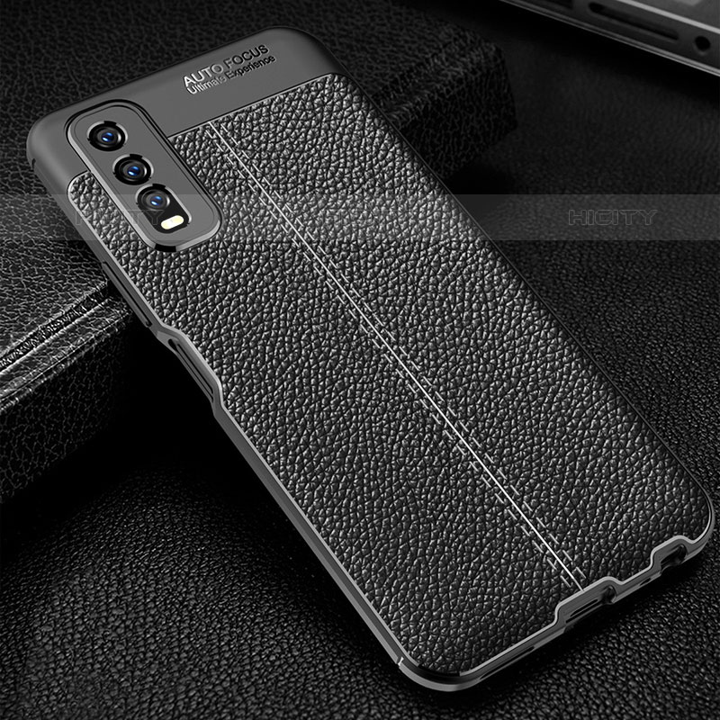 Coque Silicone Gel Motif Cuir Housse Etui WL1 pour Vivo iQOO U1 Noir Plus