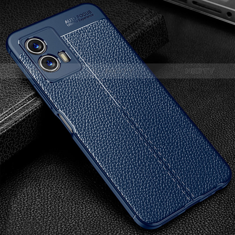 Coque Silicone Gel Motif Cuir Housse Etui WL1 pour Vivo iQOO U5 5G Bleu Plus