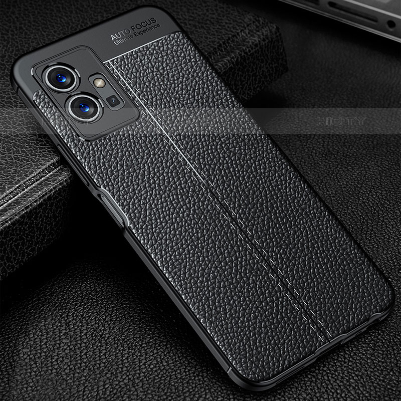 Coque Silicone Gel Motif Cuir Housse Etui WL1 pour Vivo iQOO Z6 5G Noir Plus