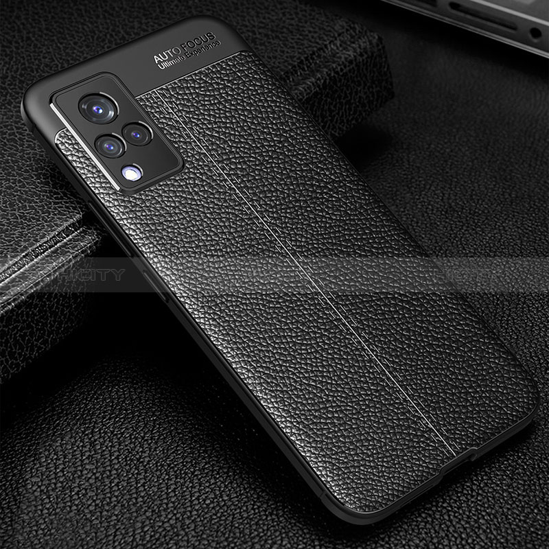 Coque Silicone Gel Motif Cuir Housse Etui WL1 pour Vivo V21 5G Noir Plus