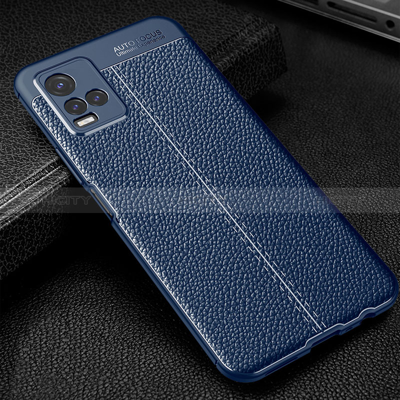 Coque Silicone Gel Motif Cuir Housse Etui WL1 pour Vivo Y21a Bleu Plus