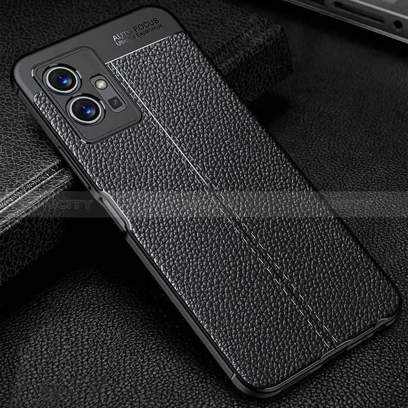 Coque Silicone Gel Motif Cuir Housse Etui WL1 pour Vivo Y33e 5G Noir Plus