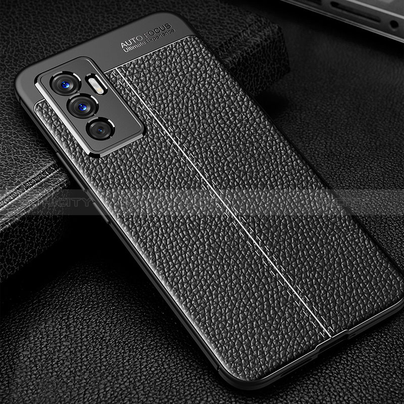 Coque Silicone Gel Motif Cuir Housse Etui WL1 pour Vivo Y75 4G Noir Plus