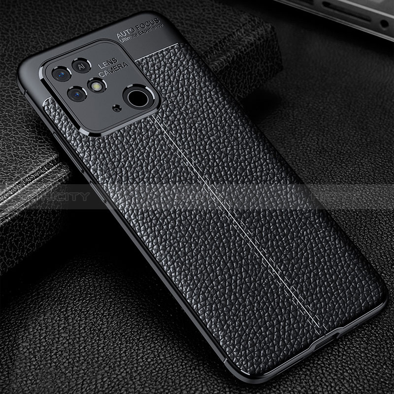 Coque Silicone Gel Motif Cuir Housse Etui WL1 pour Xiaomi Redmi 10 Power Noir Plus