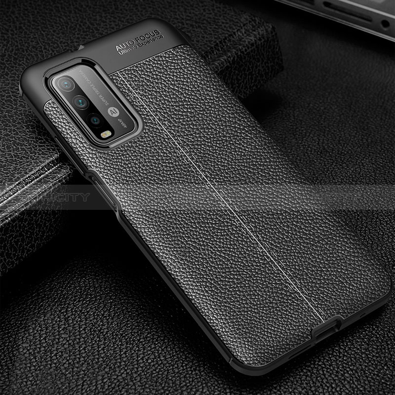 Coque Silicone Gel Motif Cuir Housse Etui WL1 pour Xiaomi Redmi 9 Power Noir Plus