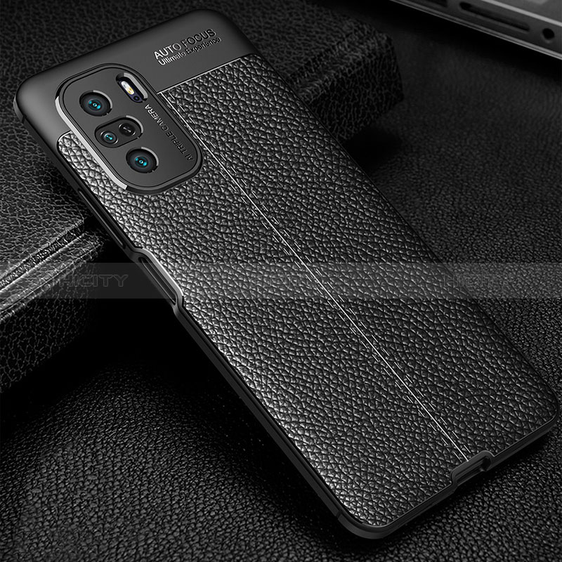 Coque Silicone Gel Motif Cuir Housse Etui WL1 pour Xiaomi Redmi K40 5G Noir Plus