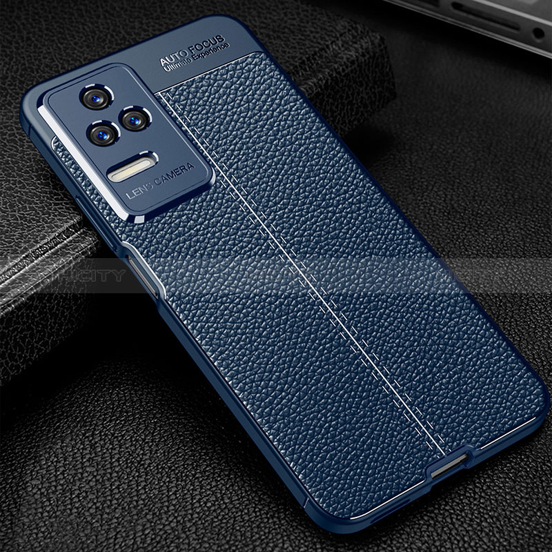 Coque Silicone Gel Motif Cuir Housse Etui WL1 pour Xiaomi Redmi K40S 5G Bleu Plus