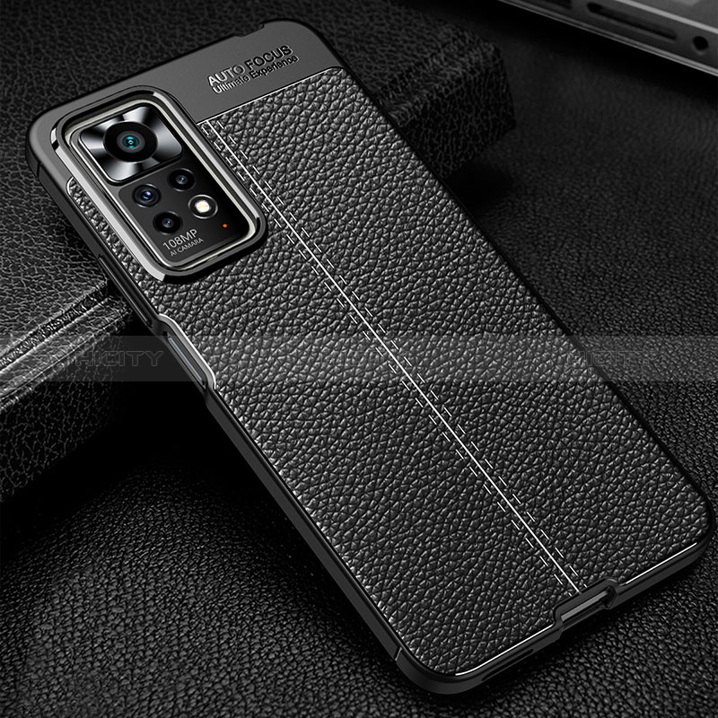 Coque Silicone Gel Motif Cuir Housse Etui WL1 pour Xiaomi Redmi Note 11 Pro 4G Noir Plus