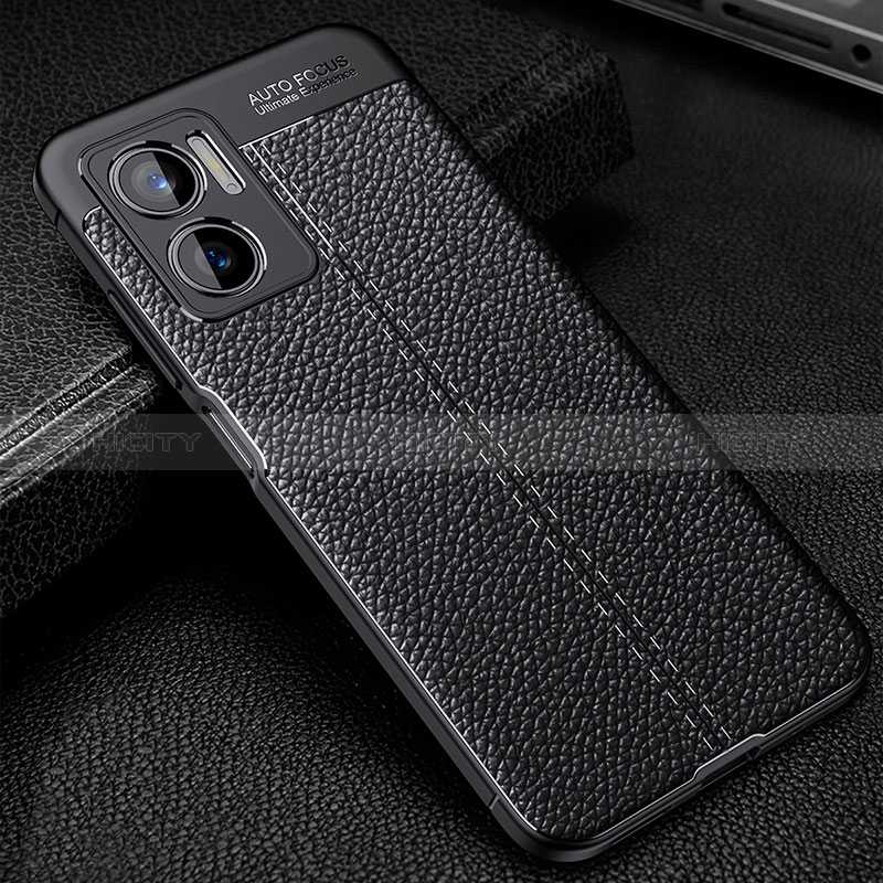 Coque Silicone Gel Motif Cuir Housse Etui WL1 pour Xiaomi Redmi Note 11E 5G Noir Plus