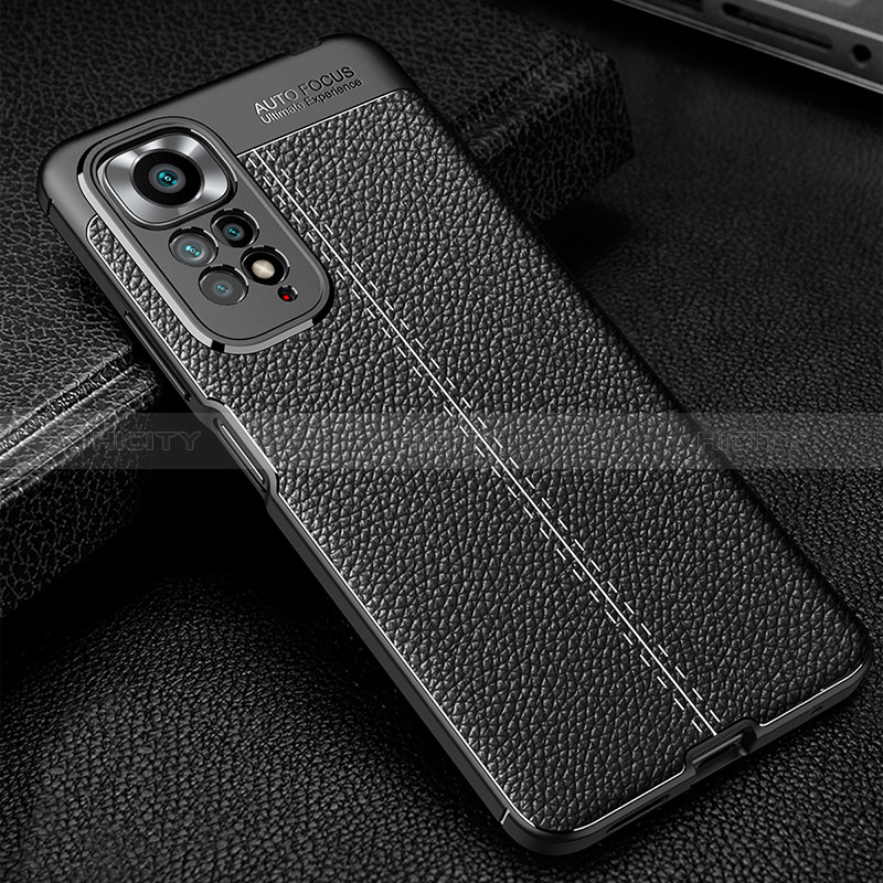 Coque Silicone Gel Motif Cuir Housse Etui WL1 pour Xiaomi Redmi Note 11S 4G Noir Plus