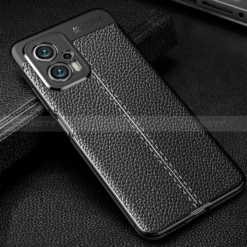 Coque Silicone Gel Motif Cuir Housse Etui WL1 pour Xiaomi Redmi Note 11T Pro 5G Noir Plus