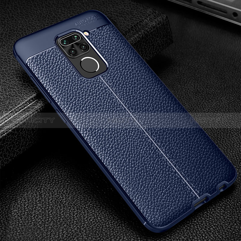 Coque Silicone Gel Motif Cuir Housse Etui WL1 pour Xiaomi Redmi Note 9 Bleu Plus