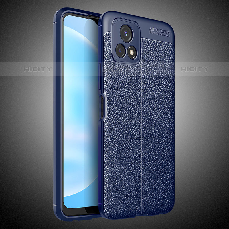 Coque Silicone Gel Motif Cuir Housse Etui WL2 pour Vivo Y52s 5G Bleu Plus