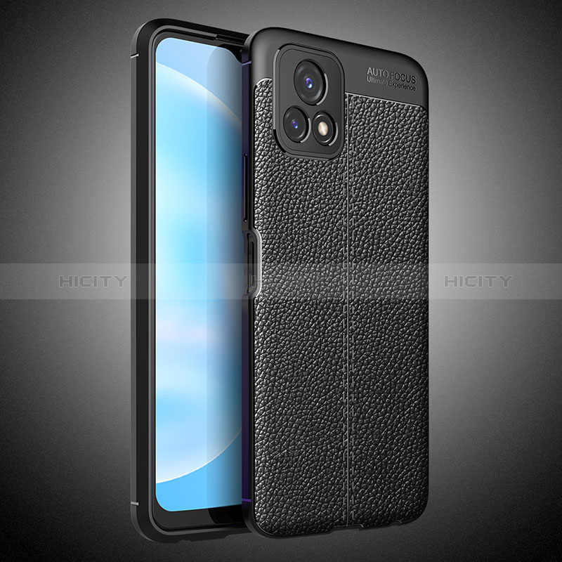 Coque Silicone Gel Motif Cuir Housse Etui WL2 pour Vivo Y72 India Noir Plus