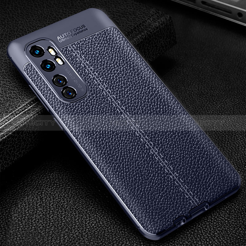 Coque Silicone Gel Motif Cuir Housse Etui WL2 pour Xiaomi Mi Note 10 Lite Bleu Plus