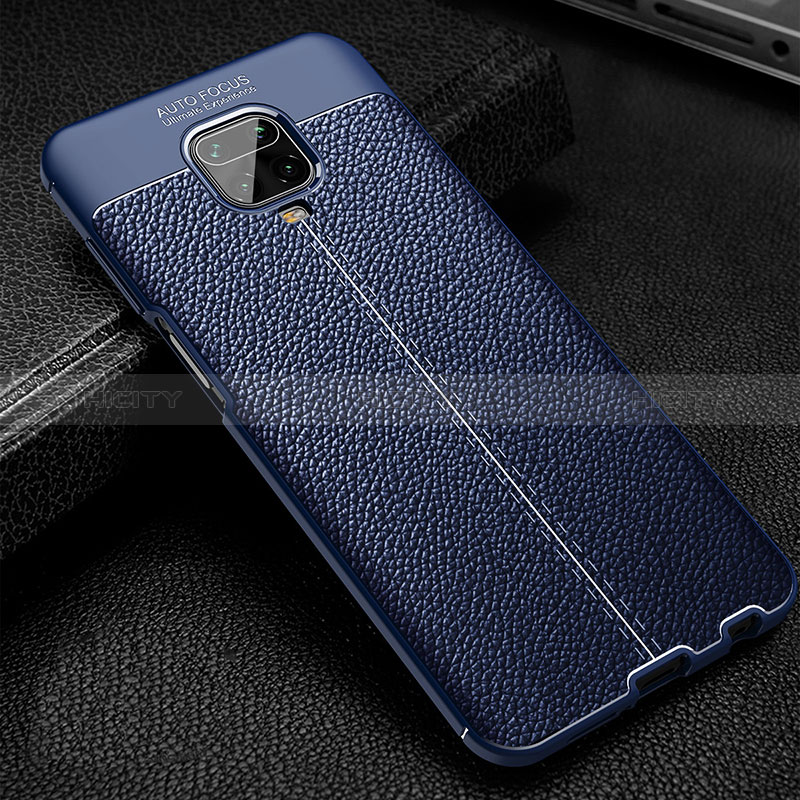 Coque Silicone Gel Motif Cuir Housse Etui WL2 pour Xiaomi Poco M2 Pro Bleu Plus