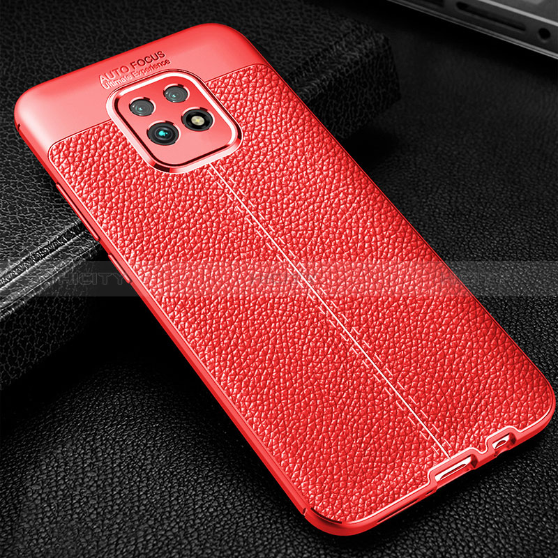 Coque Silicone Gel Motif Cuir Housse Etui WL2 pour Xiaomi Redmi 10X Pro 5G Rouge Plus