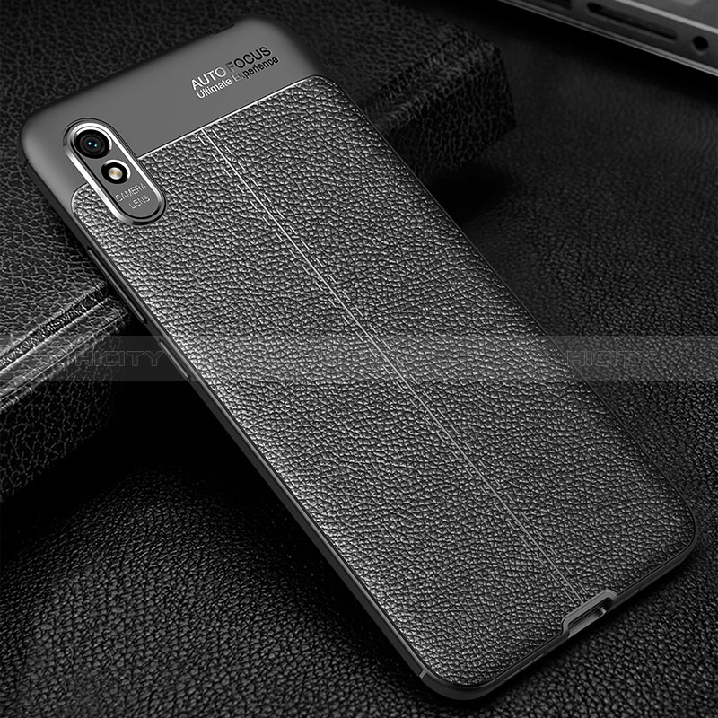 Coque Silicone Gel Motif Cuir Housse Etui WL2 pour Xiaomi Redmi 9AT Noir Plus