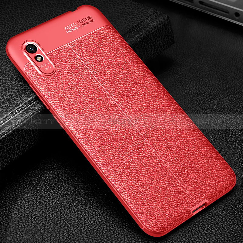 Coque Silicone Gel Motif Cuir Housse Etui WL2 pour Xiaomi Redmi 9AT Rouge Plus