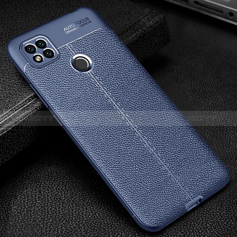 Coque Silicone Gel Motif Cuir Housse Etui WL2 pour Xiaomi Redmi 9C NFC Bleu Plus