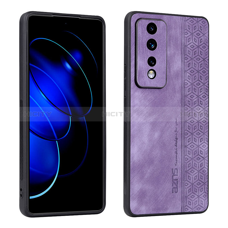 Coque Silicone Gel Motif Cuir Housse Etui YZ1 pour Huawei Honor 80 GT 5G Violet Clair Plus