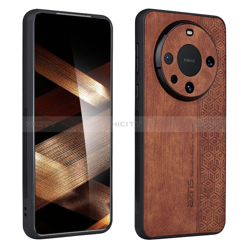 Coque Silicone Gel Motif Cuir Housse Etui YZ1 pour Huawei Mate 60 Pro Marron Plus