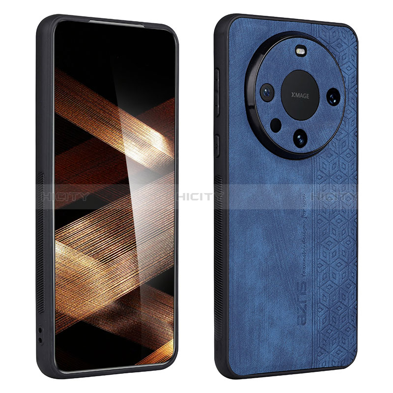 Coque Silicone Gel Motif Cuir Housse Etui YZ1 pour Huawei Mate 60 Pro+ Plus Bleu Plus