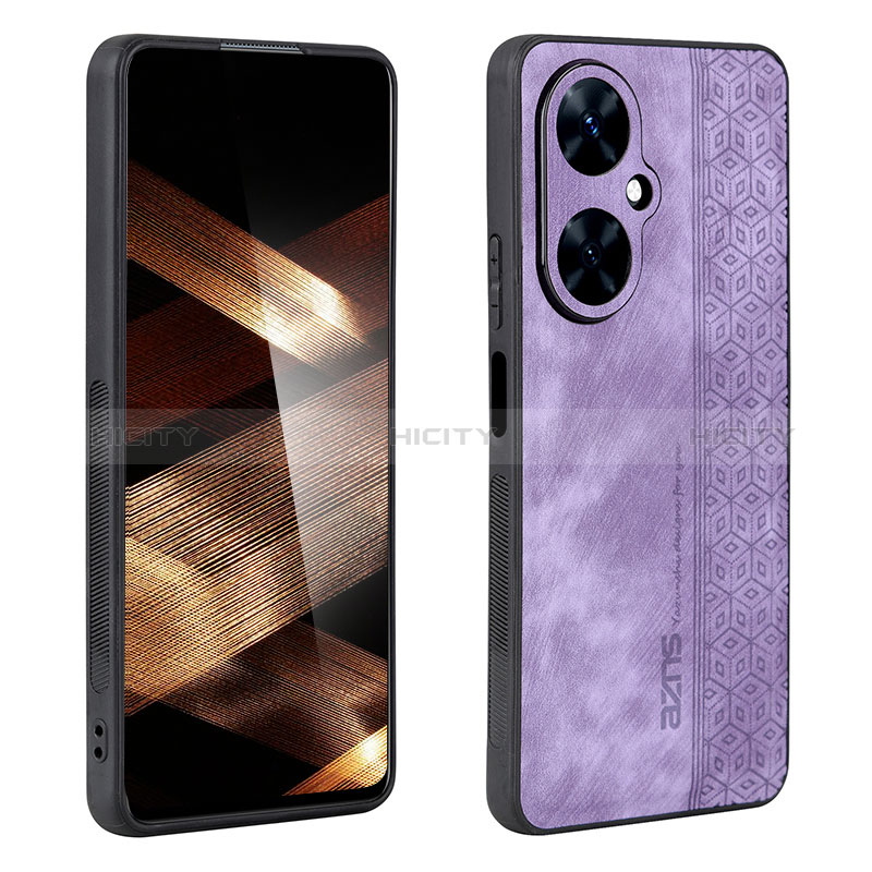 Coque Silicone Gel Motif Cuir Housse Etui YZ1 pour Huawei Nova 11i Violet Clair Plus