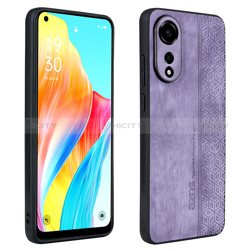 Coque Silicone Gel Motif Cuir Housse Etui YZ1 pour Oppo A78 4G Violet Clair Plus