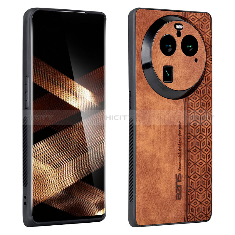 Coque Silicone Gel Motif Cuir Housse Etui YZ1 pour Oppo Find X6 5G Marron Plus