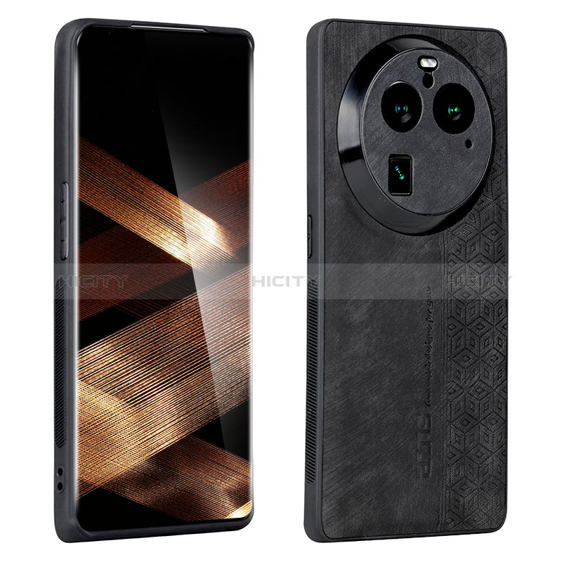 Coque Silicone Gel Motif Cuir Housse Etui YZ1 pour Oppo Find X6 5G Noir Plus