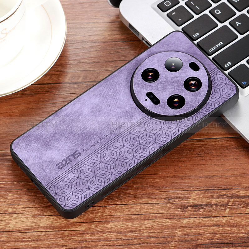 Coque Silicone Gel Motif Cuir Housse Etui YZ1 pour Xiaomi Mi 13 Ultra 5G Violet Clair Plus