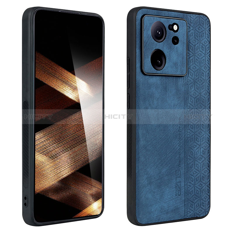 Coque Silicone Gel Motif Cuir Housse Etui YZ1 pour Xiaomi Mi 13T 5G Bleu Plus