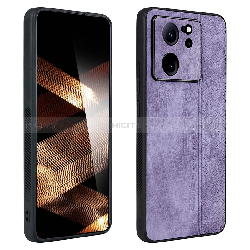 Coque Silicone Gel Motif Cuir Housse Etui YZ1 pour Xiaomi Mi 13T 5G Violet Clair Plus