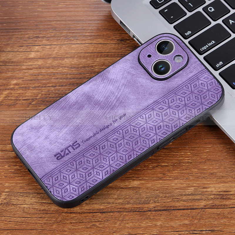 Coque Silicone Gel Motif Cuir Housse Etui YZ2 pour Apple iPhone 14 Pro Max Violet Clair Plus