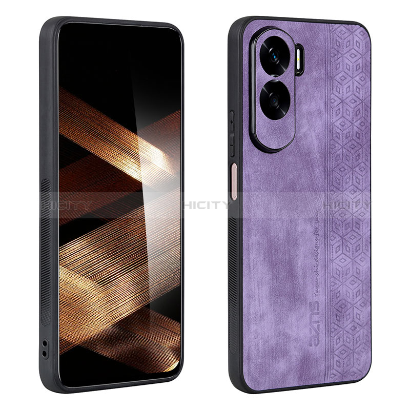 Coque Silicone Gel Motif Cuir Housse Etui YZ2 pour Huawei Honor 90 Lite 5G Violet Clair Plus