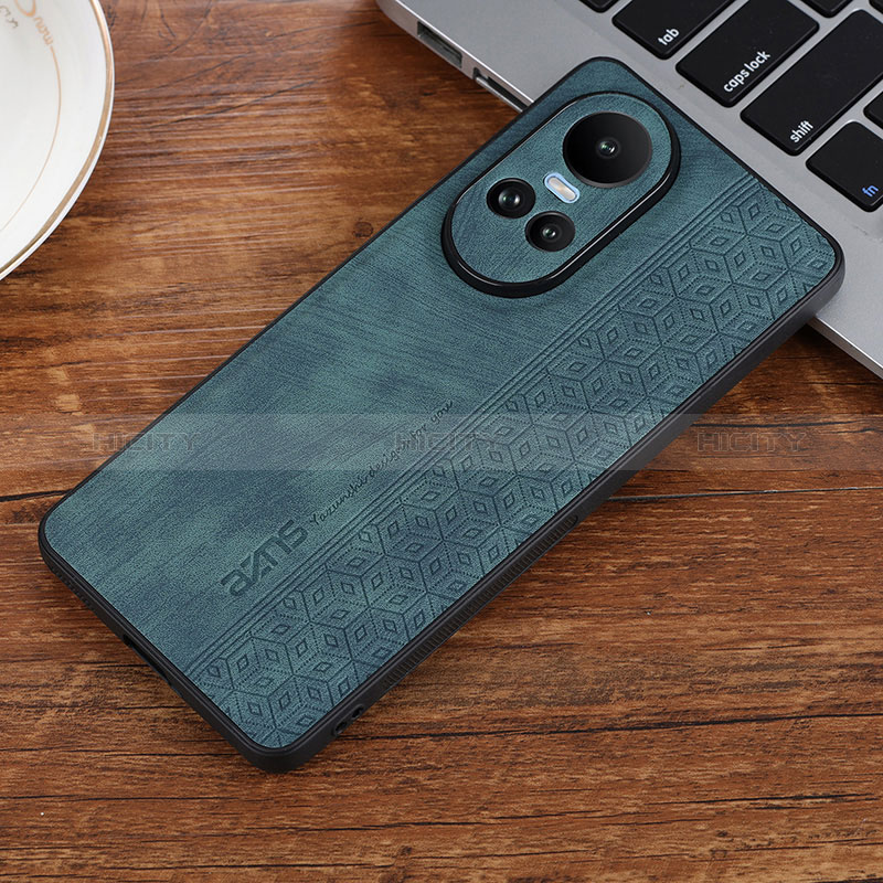 Coque Silicone Gel Motif Cuir Housse Etui YZ2 pour Oppo Reno10 5G Vert Plus