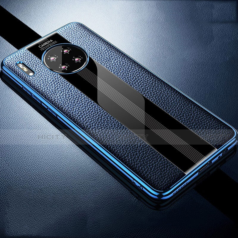 Coque Silicone Gel Motif Cuir Housse Etui Z01 pour Huawei Mate 30 Pro 5G Bleu Plus