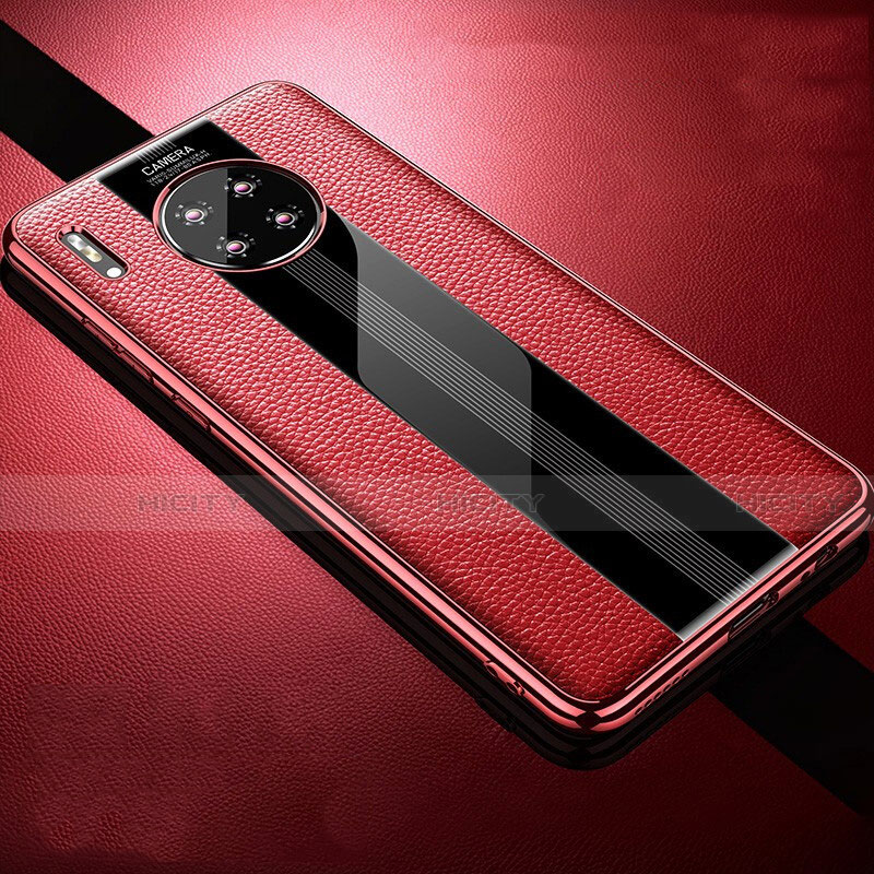 Coque Silicone Gel Motif Cuir Housse Etui Z01 pour Huawei Mate 30 Pro Rouge Plus