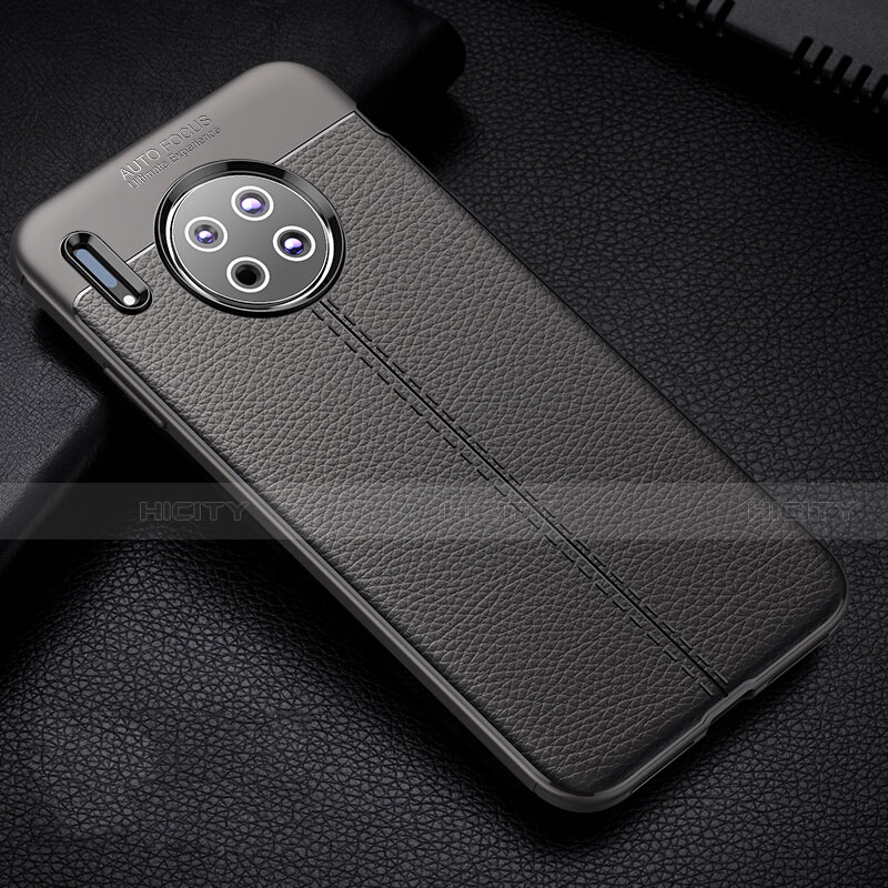 Coque Silicone Gel Motif Cuir Housse Etui Z03 pour Huawei Mate 30 Pro 5G Gris Fonce Plus