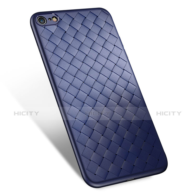 Coque Silicone Gel Motif Cuir pour Apple iPhone 6 Bleu Plus